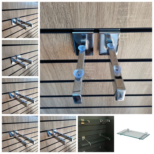 Chrome glass shelf brackets - chrome,