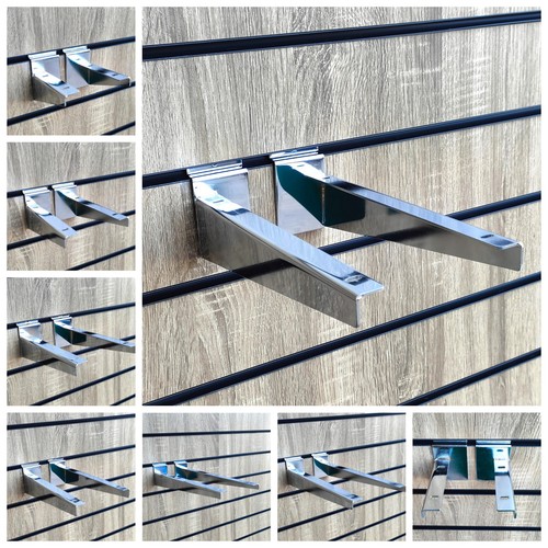 Chrome slatwall wooden shelf - chrome,